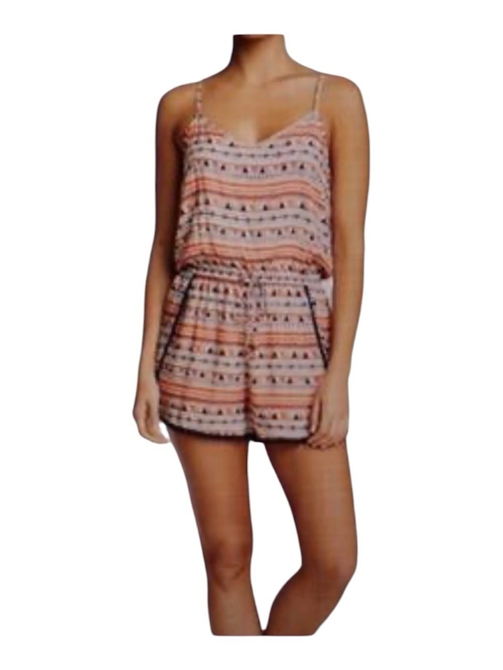 free press Pink Striped & Geometric Print Spaghetti-Strap Romper